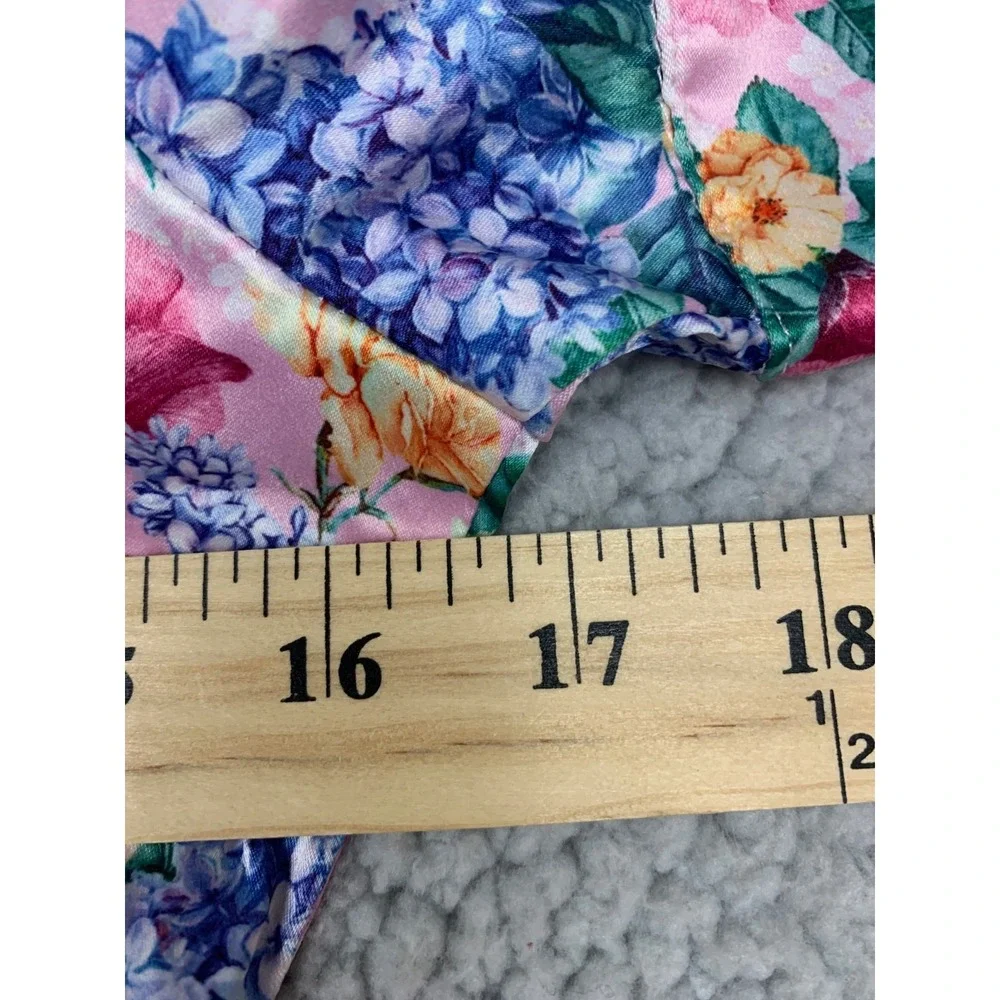 Sugar Thrillz by Dolls Kill Pink Floral Tie Sleeve V-Neck Fit & Flare Dress Size - Picture 6 of 7
